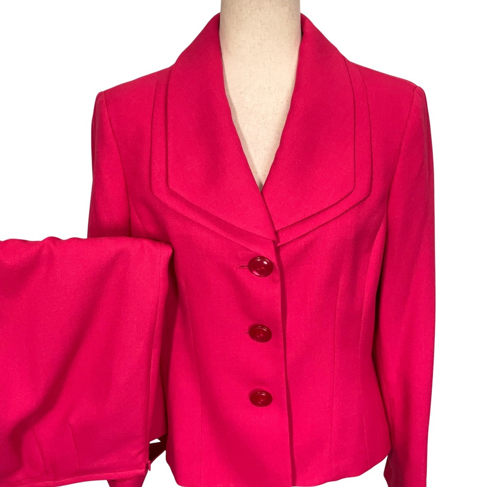 Evan-Picone Skirt Suit Women 10 Pink Barbiecore Formal Vibrant Statement 2-Pc